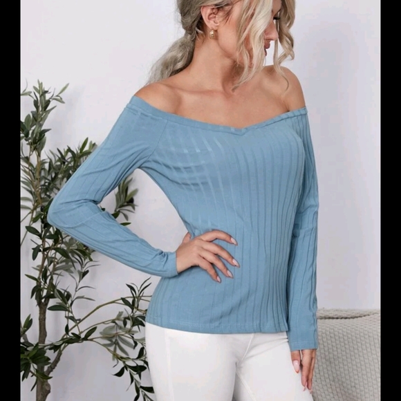 Tops - Off Shoulder Ribbed-Knit Shirt Women's
